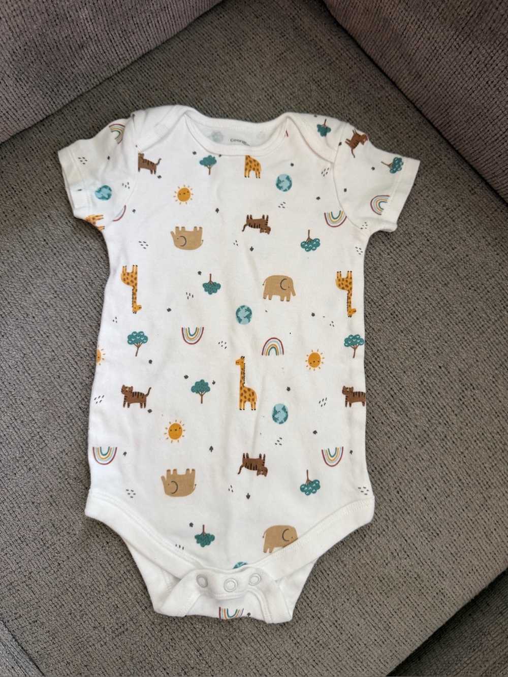 White Safari Animal Print Baby One-Piece Bodysuit - Neutral Animal Motif